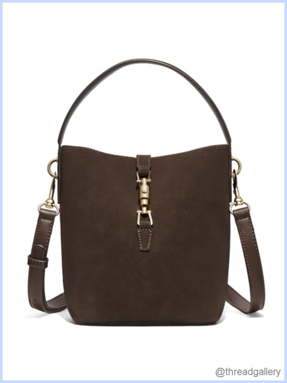 Vegan Leather & Suede Bucket Bag Crossbody Shoulder Purse